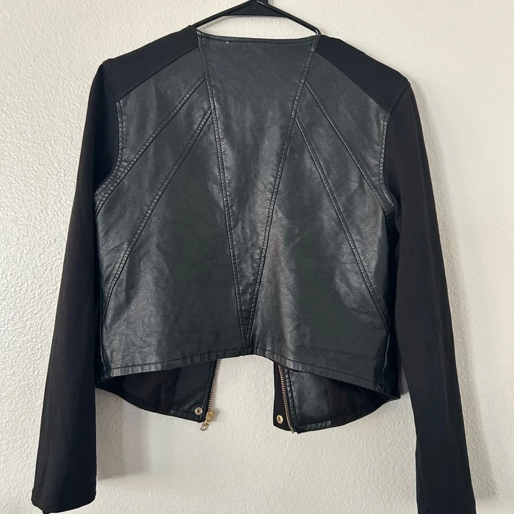 GUESS Women's Black Leather Jacket - Picture 4 of 5